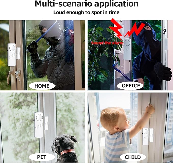 Security Door Window Alarm, 90DB Wireless Sensor Door Window Burglar Alarm - Image 3