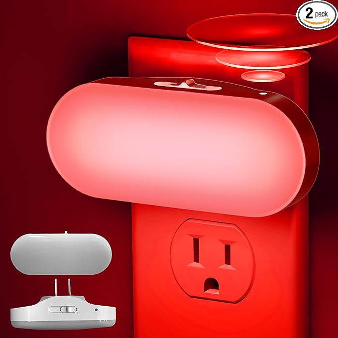 DORESshop Red Night Light, Auto On/Off, 0-100 LM Adjustable Brightness by DORESshop