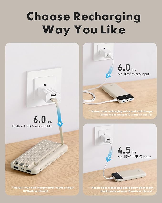 charmast Portable Charger with Built in Cables, Power Bank with Cords Wires - Image 4