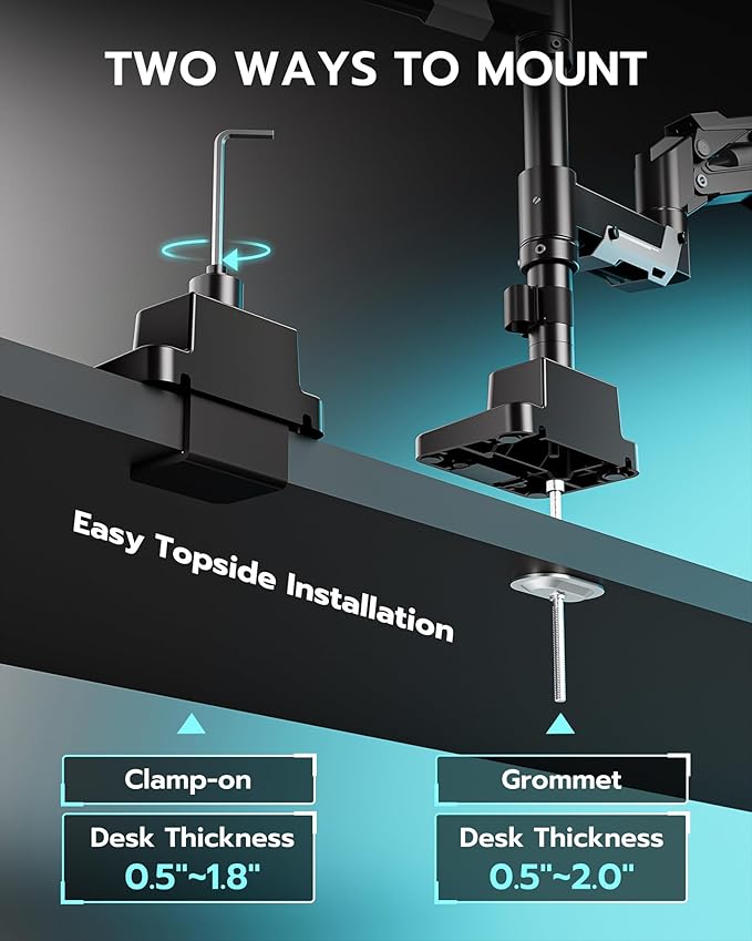 ARES WING Dual Monitor Mount, Adjustable Stacked Monitor Stand - Image 8