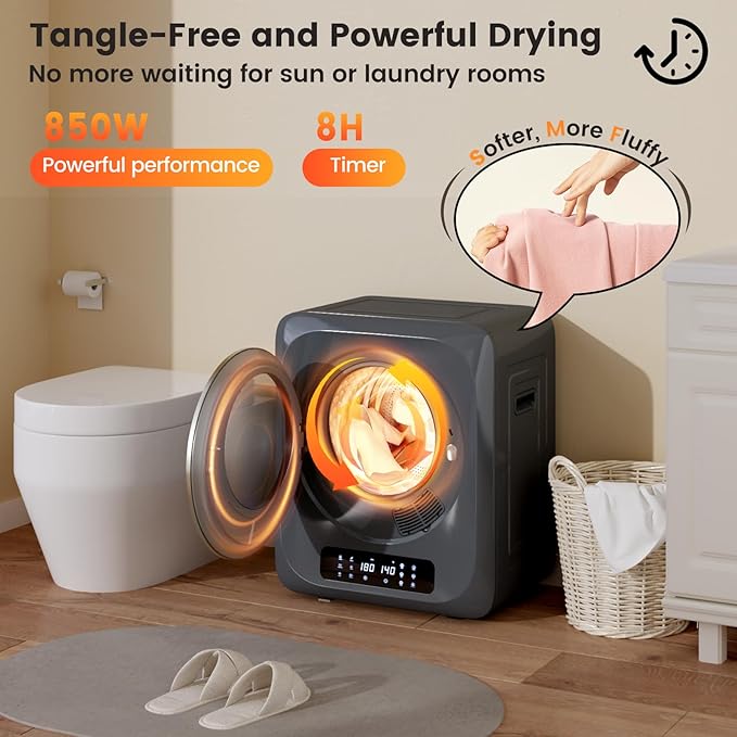 VCJ Portable Dryer for Laundry, 12lbs Clothes Dryer - Image 4
