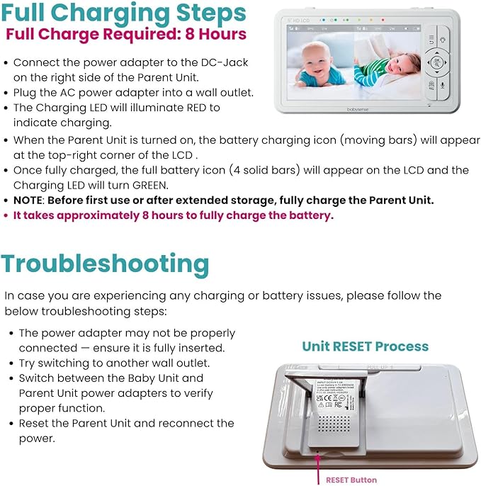 Babysense 5" HD Split-Screen Baby Monitor, Video Baby Monitor - Image 9