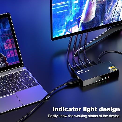 HDMI Splitter 1 in 4 Out, JCHICI HDM1 Switcher Splitter 4K@60Hz 4:4:4, HDMI - Image 4