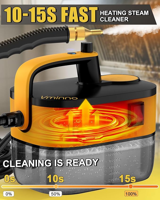 Heavy Duty Steam Cleaner for Home, Fast Heating & 1.2L Tank, 6-Level Adjustable - Image 2