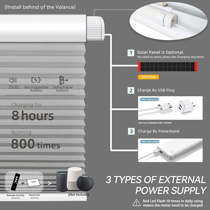SmartWings Motorized Cellular Shades, Honeycomb Blinds Compatible - Image 7