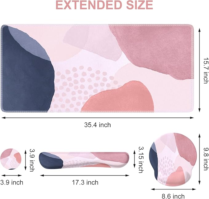iCasso Desk Mat, Gaming Mouse Pad Wrist Support Set, XXL Large Mousepad + - Image 2