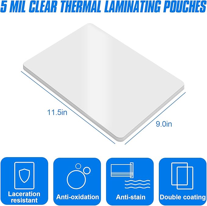 HERKKA 100 Pack Laminating Sheets, Holds 8.5 x 11 Inch Sheets, 5Mil Clear - Image 2