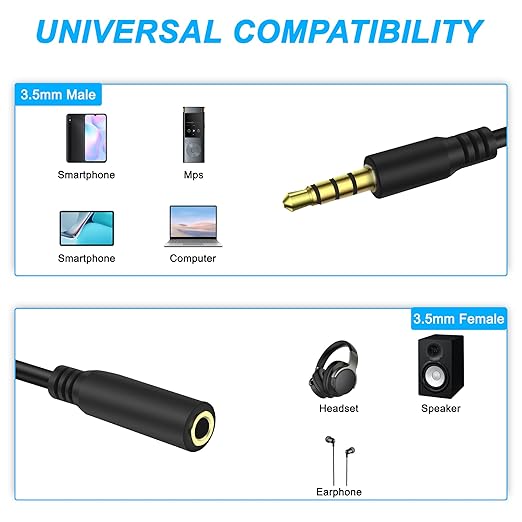 MEIRIYFA 3.5mm Splitter Cable 1 to 6 Ways, 1/8 inch 4-Pole/3-Rings TRRS 1 Male - Image 4