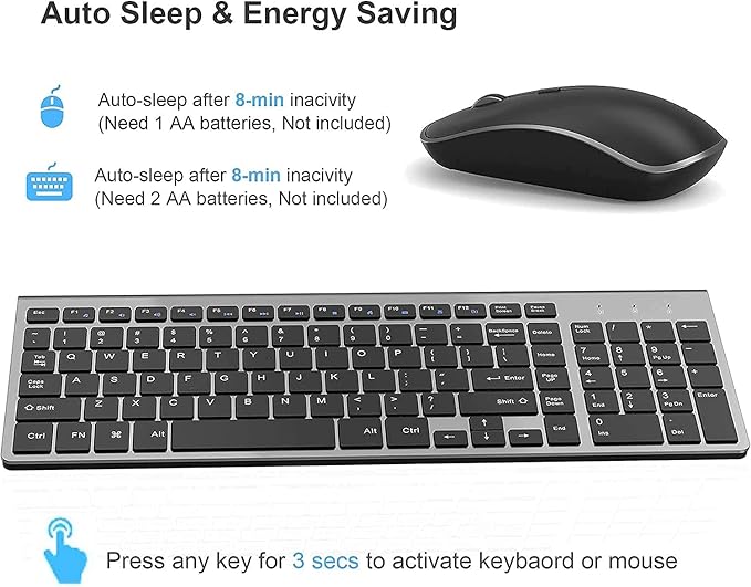 JOYACCESS Wireless Keyboard and Mouse, 2.4G Ergonomic and Slim Wireless - Image 3