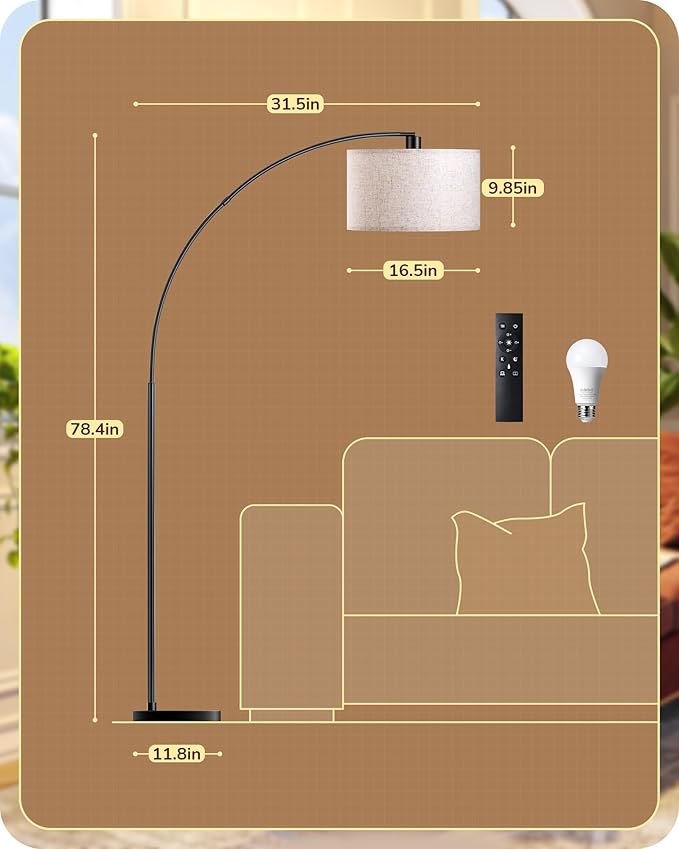 EDISHINE 78.3″ Modern Arc Floor Lamp - Image 2