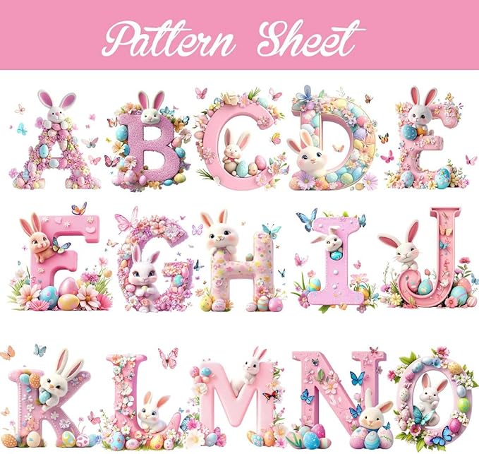 idooodle Personalized Pink Bunny Easter Egg 3D Initial LED Night Light - Image 7