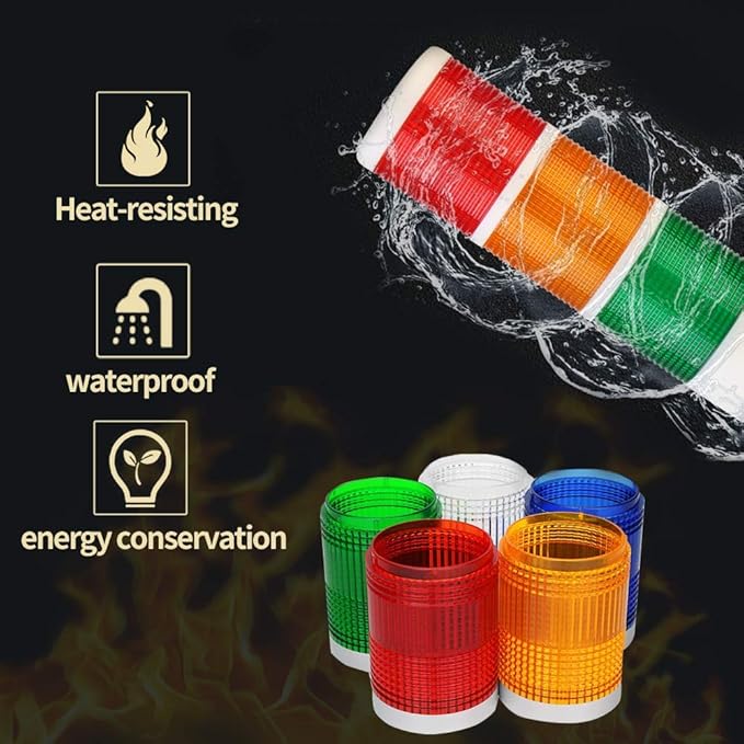 YJINGRUI 5 Stack LED Signal Tower Light, Industrial Flashing LED Warning Light - Image 3