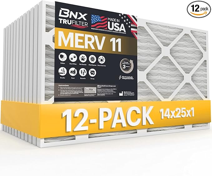 BNX TruFilter 14x25x1 Air Filter MERV 11- MADE IN USA by BNX