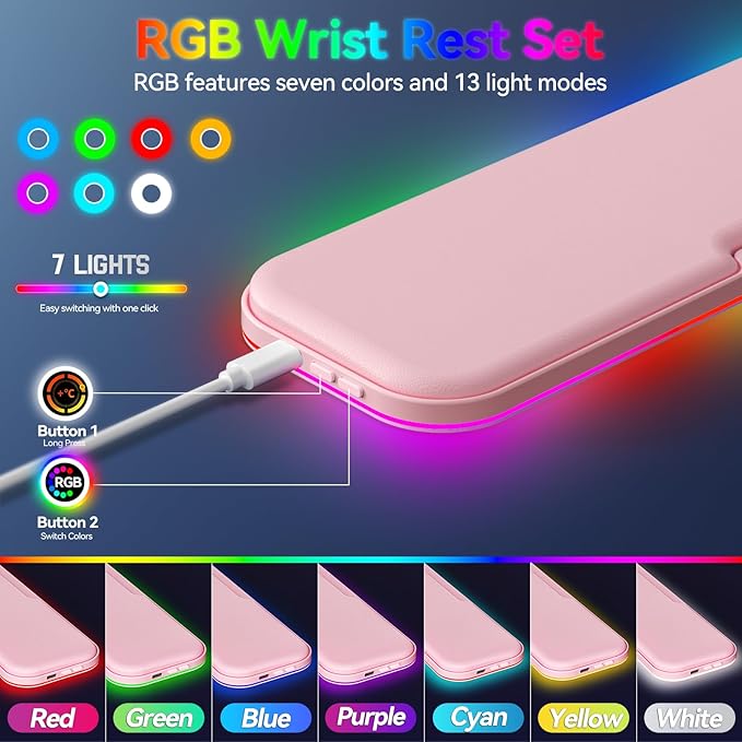 KONDOUND 2-in-1 Heated Wrist Rest Set, Ergonomic Memory Wrist Pad - Image 4