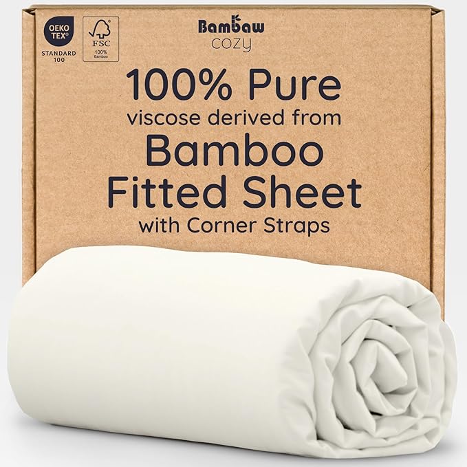 Bambaw 100% Viscose Derived from Bamboo Fitted Sheet Queen Size, 16’’ Deep by Bambaw