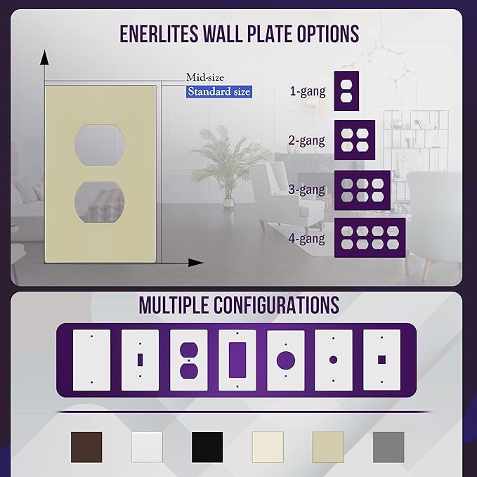 ENERLITES Screwless Duplex Wall Plate, Child Safe Receptacle Outlet Cover - Image 5