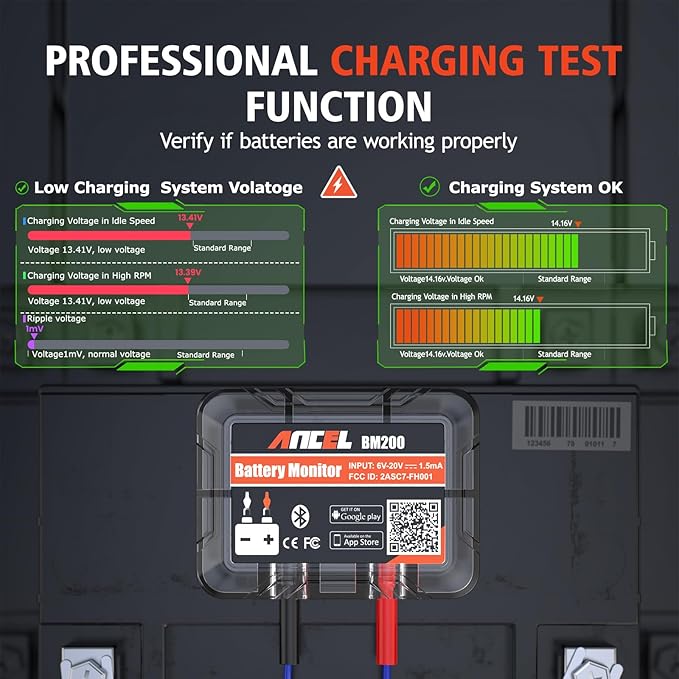 ANCEL BM200-US Car Battery Tester 12V Automotive Battery Monitor Bluetooth Auto - Image 2
