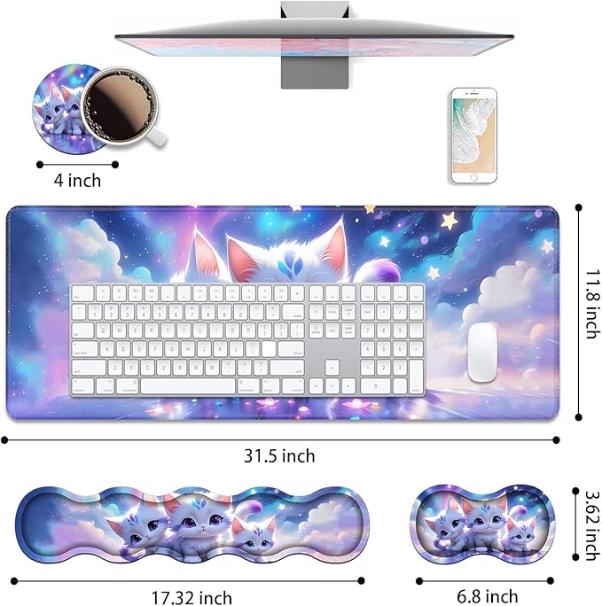 4 in 1 Ergonomic Keyboard Wrist Rest & Mouse Pad Wrist Rest Set, Large XXL - Image 2
