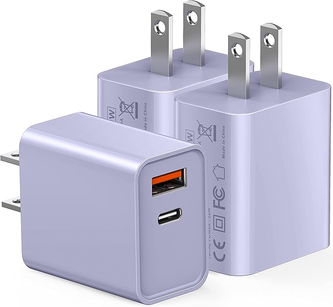 3 Pieces USB C Wall Charger for iPhone 14/15/16/17 Pro Max Plus Cube, 20W PD by CSODINCE