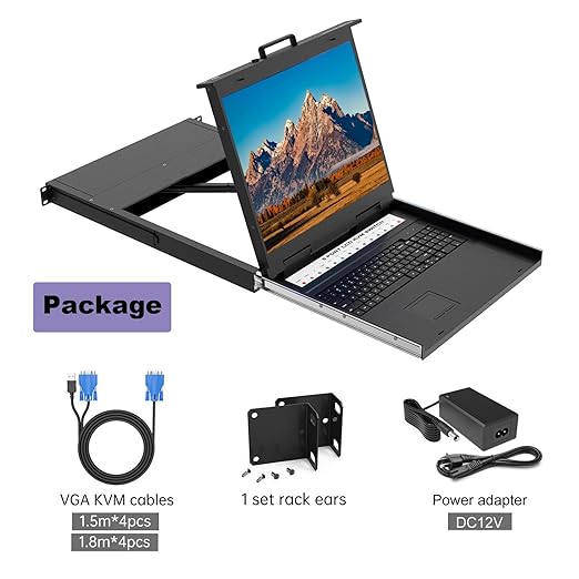 MT-VIKI Rack KVM Switch w/ 19'' LCD Monitor, Rackmount KVM Monitor Console - Image 7
