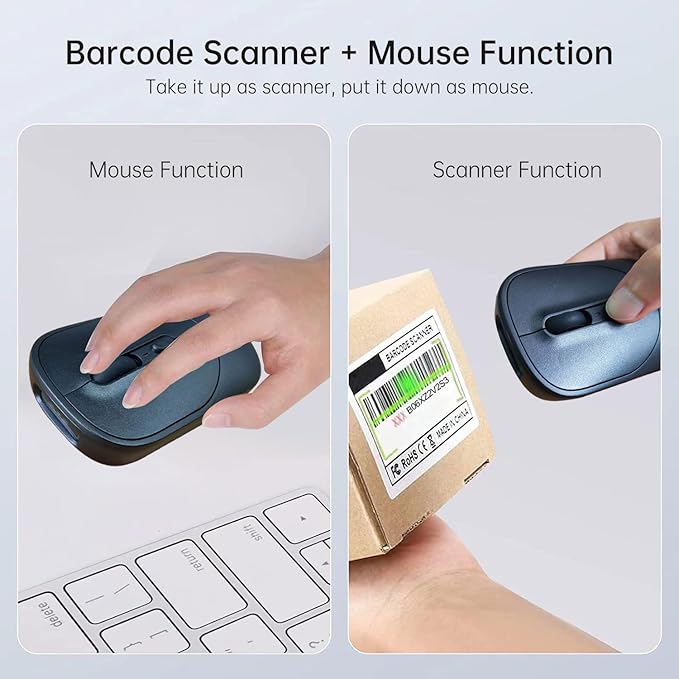 THARO New Wireless Mouse Barcode Scanner, 2-in-1 Design 2D Handheld Barcode - Image 2