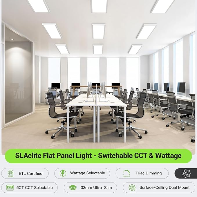 1x4 Led Flat Panel Light, 24W/30W/40W, 5200LM Smooth Triac Dimming 5CCT - Image 3
