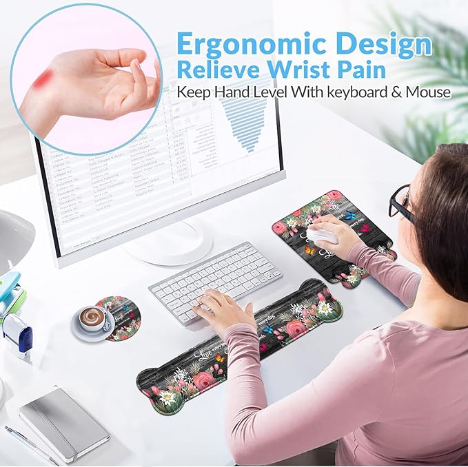 Keyboard Wrist Rest + Mouse Pad Wrist Support Set - Image 2