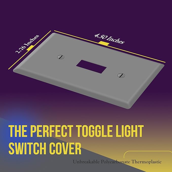 ENERLITES Toggle Light Switch Wall Plate, Size 1-Gang 4.50" x 2.76", - Image 2