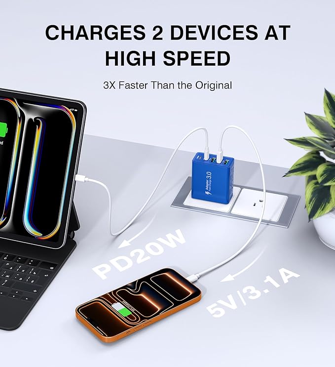 USB C Wall Charger, 60W USB C Charger Block 2-Pack 5-Port PD Fast Charging - Image 3