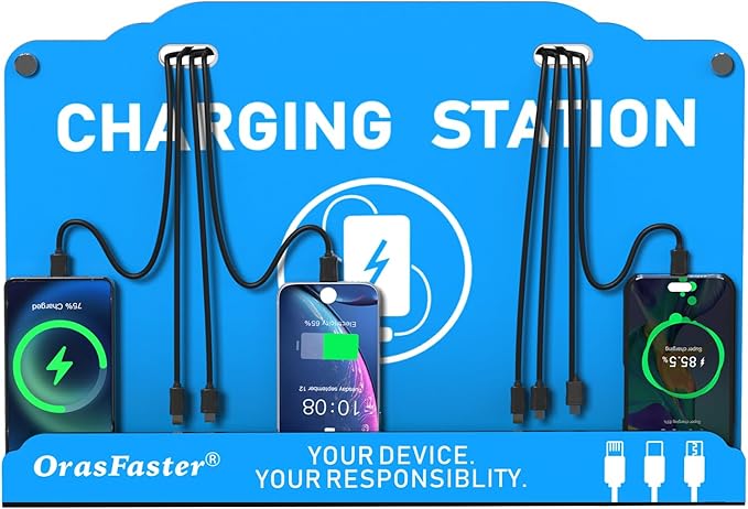 Orasfaster Wall Mounted Cell Phone Charging Station | Multi-Device Station by Orasfaster