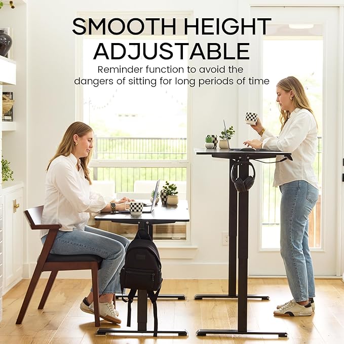 Veken 39.4" Small Electric Standing Desk, Adjustable Height Office Desk - Image 6