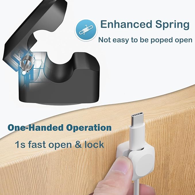 Lancord 8 Pack Cord Organizer Holder, Rotatable Cable Clips, Spring Cord Holder - Image 3