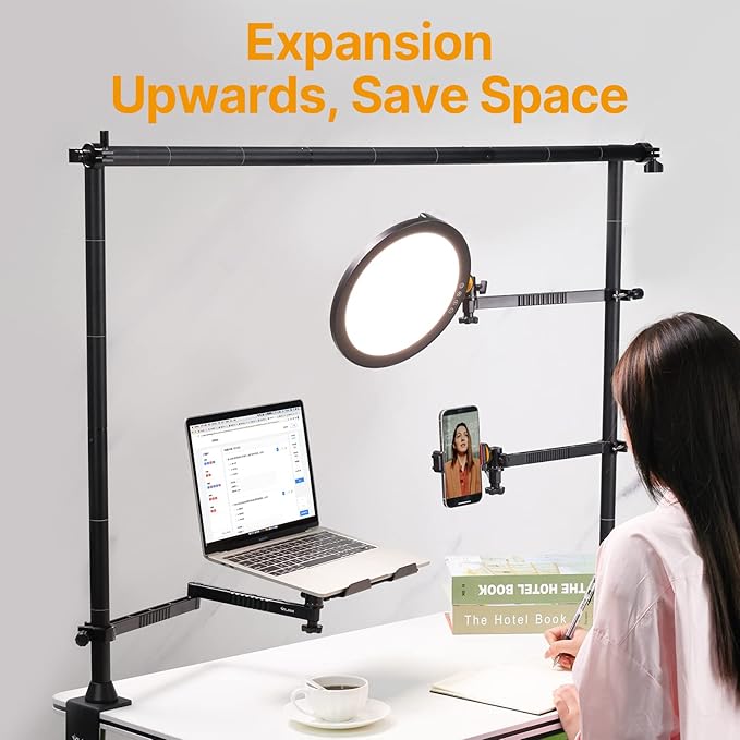 JUSMO LS15 Pro Camera Desk Mount, Aluminum Overhead Camera Mount Rig, Table - Image 3