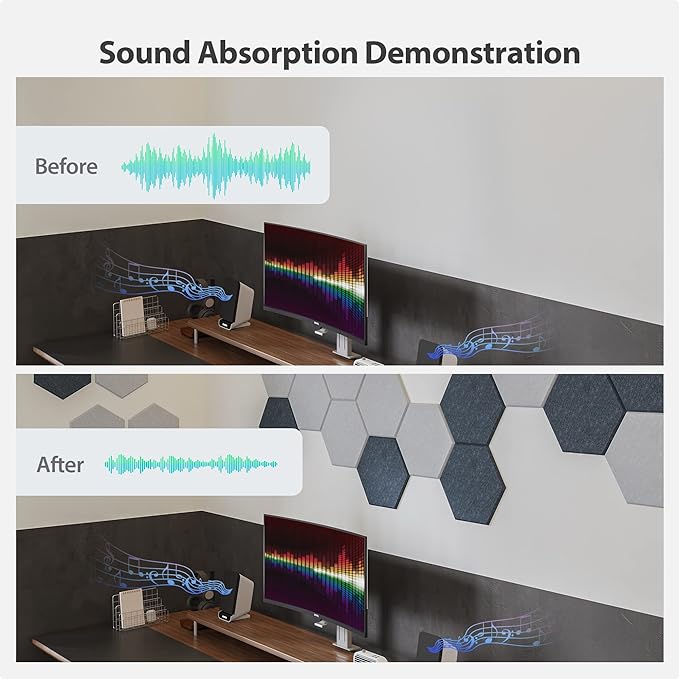 Amantech 12 Pack Acoustic Panels Self Adhesive Sound Proof Foam, High Density - Image 3