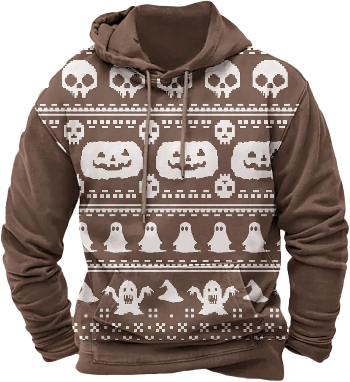 Halloween Hoodie Men Graphic Pumpkin Ghost Printed Sweatshirt Casual Trendy