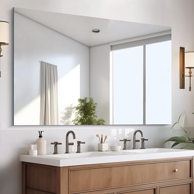 CILIBER Large Frameless Mirror, 55x36 Frameless Bathroom Mirrors by CILIBER