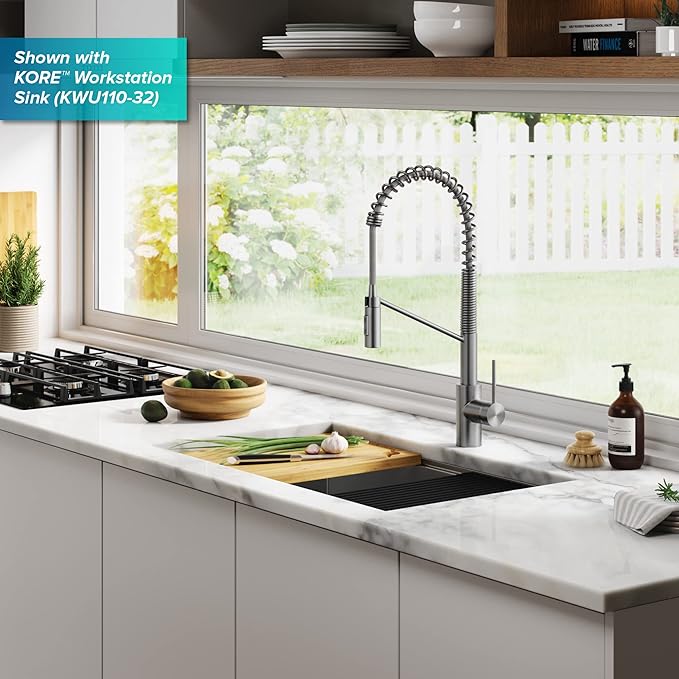 KRAUS Oletto Commercial Style Single Handle Pull Down Kitchen Faucet - Image 13