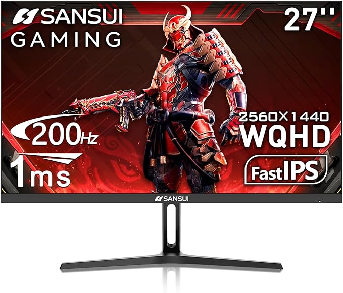 SANSUI 27 Inch WQHD 2560 x 1440 IPS Gaming Monitor, 200Hz 180Hz 1ms Computer by SANSUI