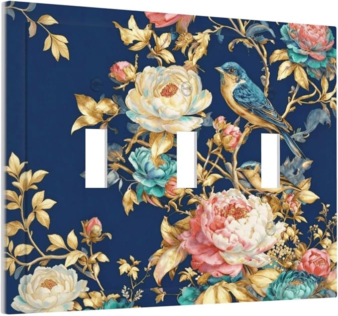 Bvtewkhz Floral Birds Morris 3 Gang Triple Toggle Decorative Outlet Covers - Image 2