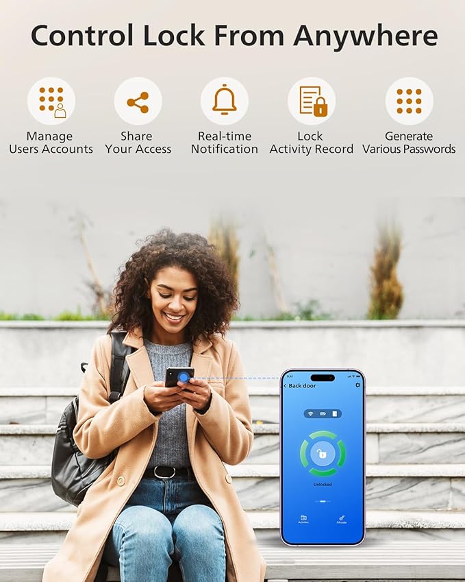 Philips Wi-Fi Smart Lock with Handle, Keyless Entry Keypad Door Lock with Handle - Image 3
