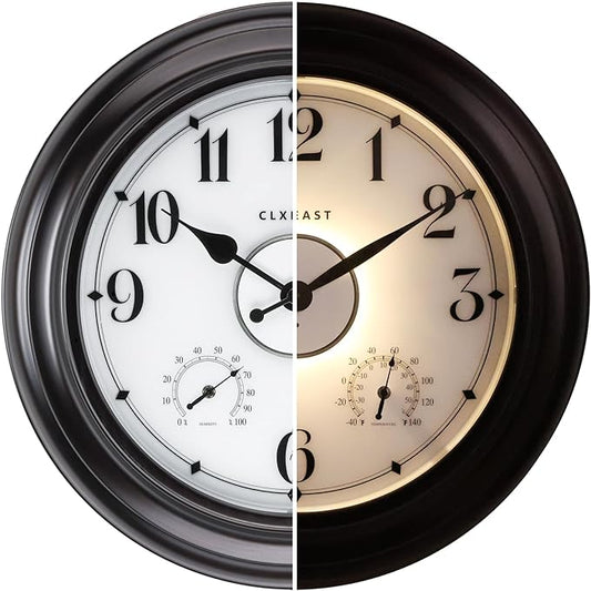 CLXEAST 24 Inch LED Self-Illuminated Outdoor Metal Clocks Waterproof, Large by CLXEAST