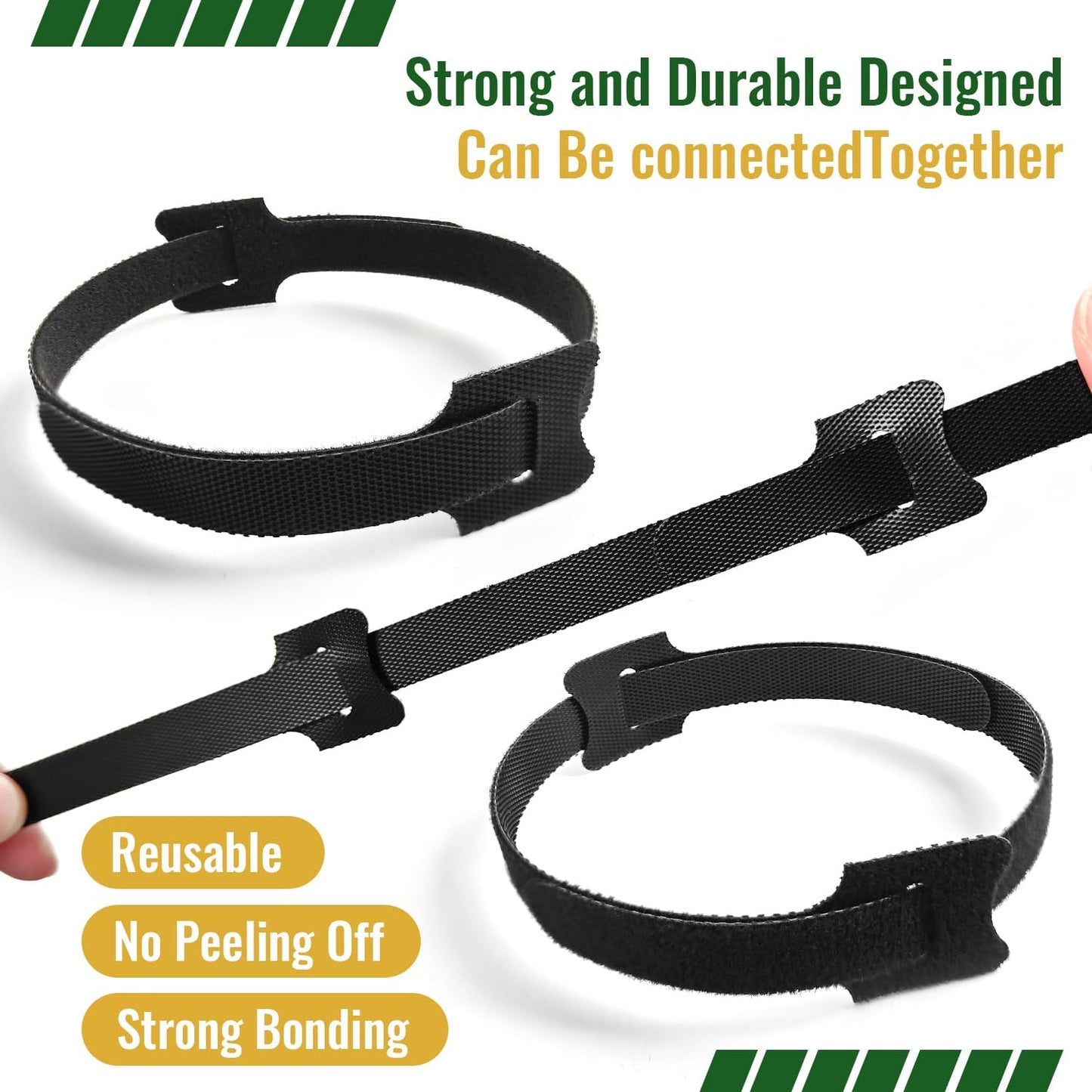 62 PCS Reusable Cable Ties, Adjustable Cable Organizer, Hook-Loop Cable Management - 6 Inch