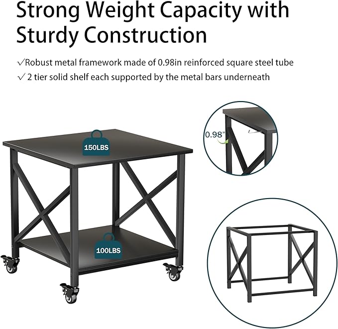 TQQDCI Printer Stand, 23.6 x 23.6 Inches Large Printer Stand - Image 4