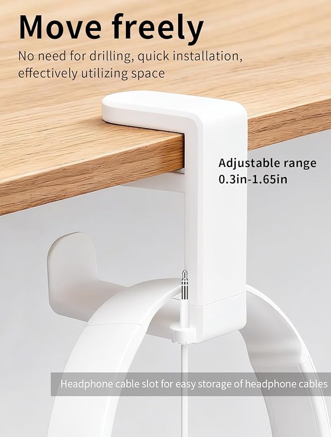 STEARBOR Headphone Hook，Under Desk Headphone Holder - Image 4