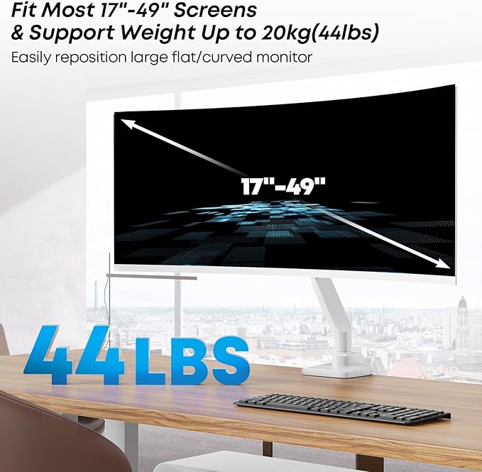 Premium Heavy Duty Monitor Arm for 17 to 49 inch Screens up to 44lbs, Fully - Image 2