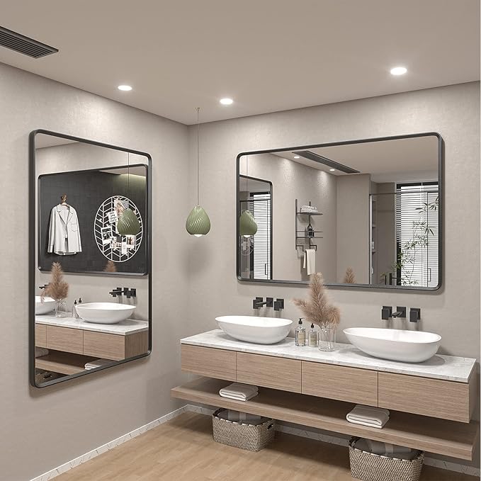 55x40 Inch Black Matte Framed Mirror - Image 5