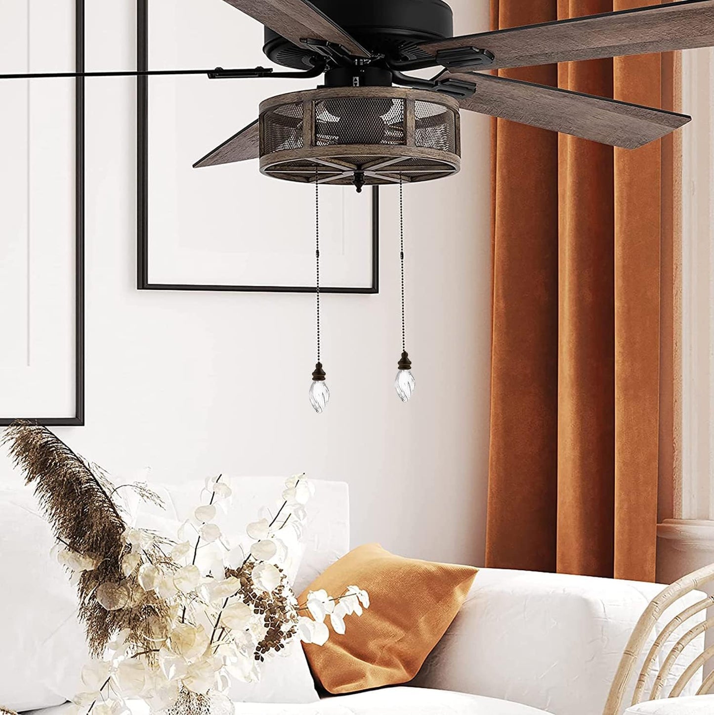 Ceiling Fan Pull Chains Ornaments 12 Inches Light Pull Chains with Acrylic Pendant Decorative Extensions for Ceiling Light Lamp Fan Chain(Bronze) 2 Pcs