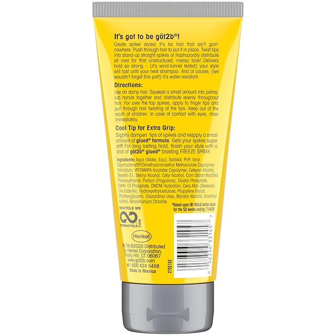 Got2B Glued Styling Spiking Hair Gel 2 - 6 oz tubes + 1 Travel 1.25 oz tube - Image 6