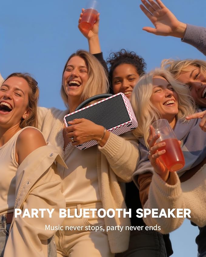 DINDIN Portable Bluetooth Speaker： 80W, 20H Playtime, Wireless Big Wood Boombox - Image 4