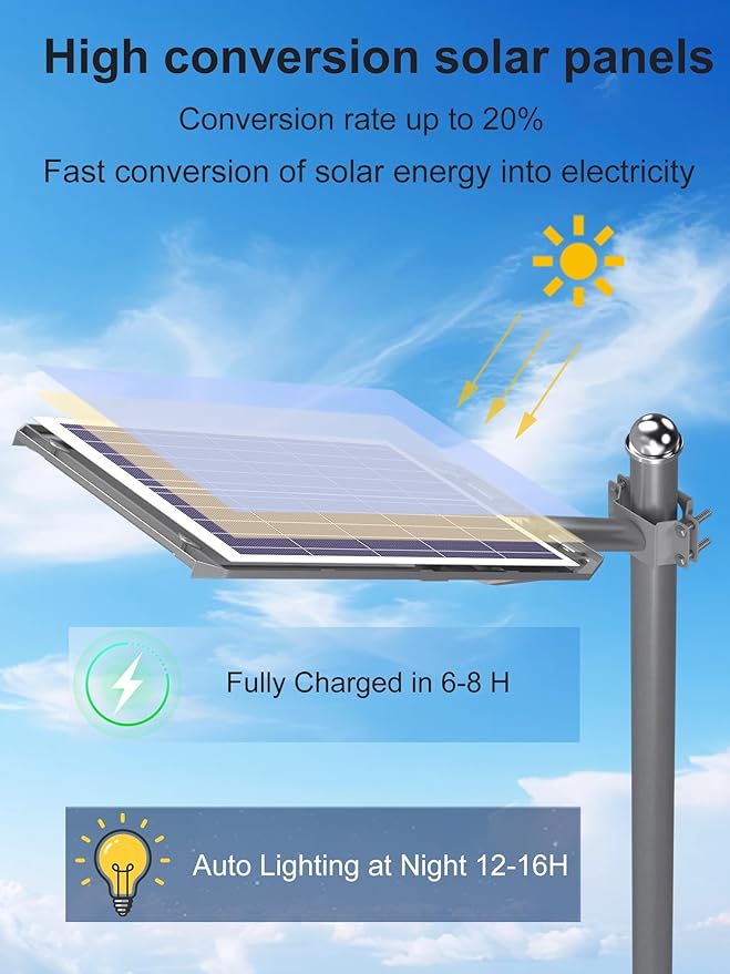 Ofuray Of-6500W Solar Street Lights Outdoor, 000Mah High Power Solar Security - Image 2